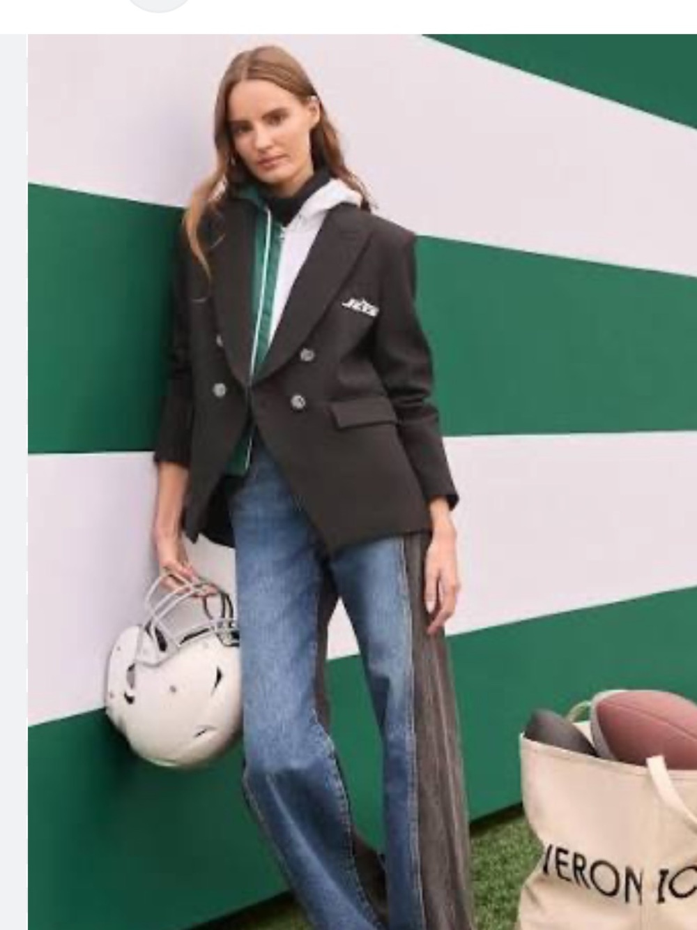 $698 NWT Veronica Beard black NFL Jets white logo Dickey Jacket Sz 0